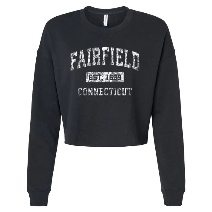 Fairfield Connecticut Ct Vintage Established Sports Cropped Pullover Crew