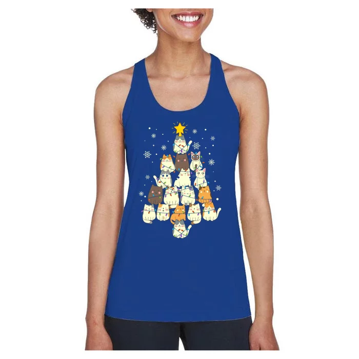 Funny Cats Christmas Tree Gift Women's Racerback Tank