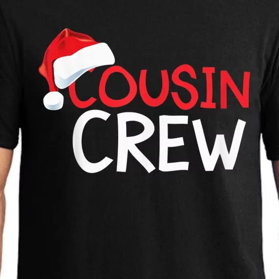 Funny Cousin Crew Santa Hat Matching Christmas Sleeping Xmas Pajama Set