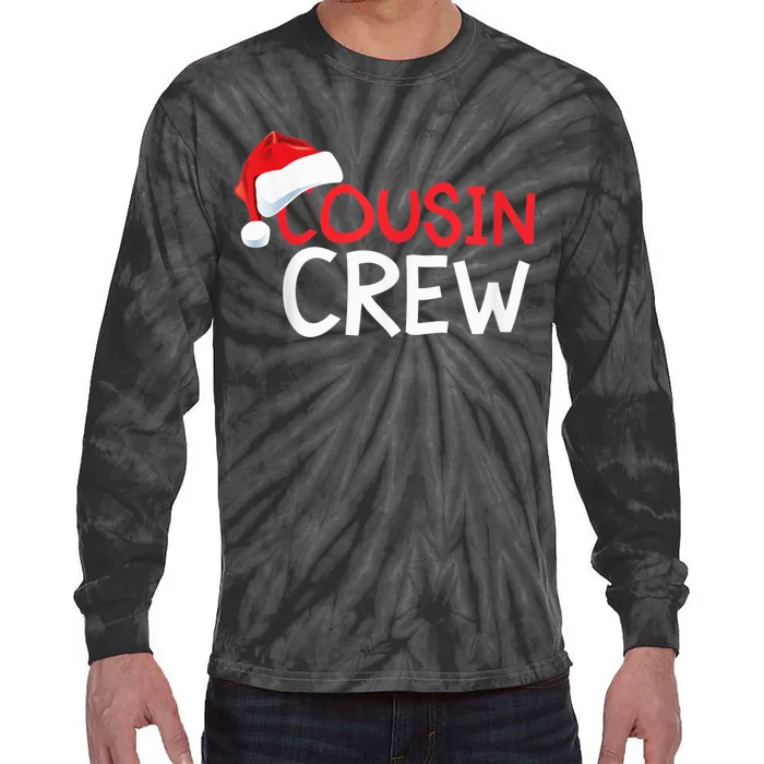 Funny Cousin Crew Santa Hat Matching Christmas Sleeping Xmas Tie-Dye Long Sleeve Shirt