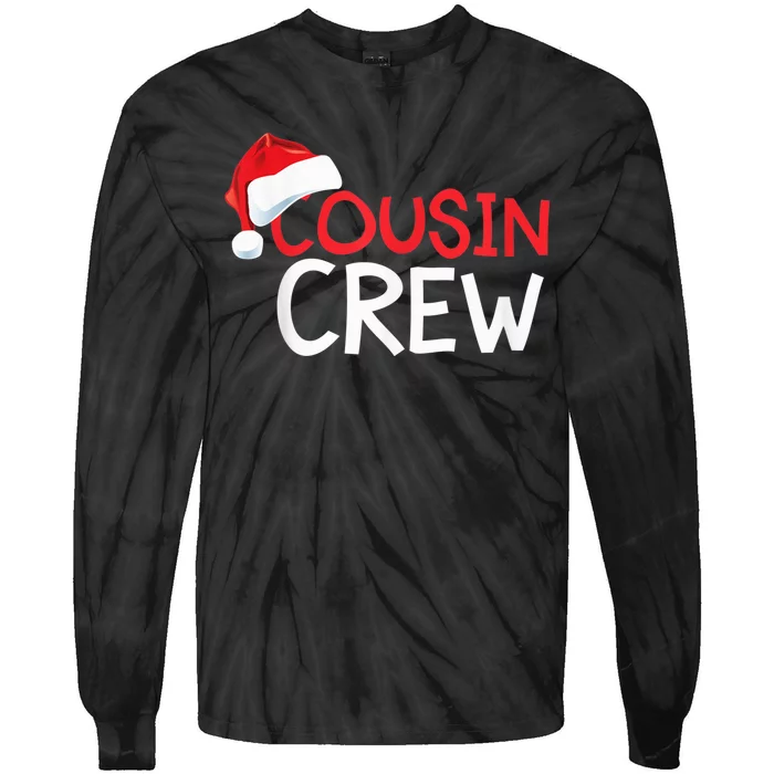 Funny Cousin Crew Santa Hat Matching Christmas Sleeping Xmas Tie-Dye Long Sleeve Shirt