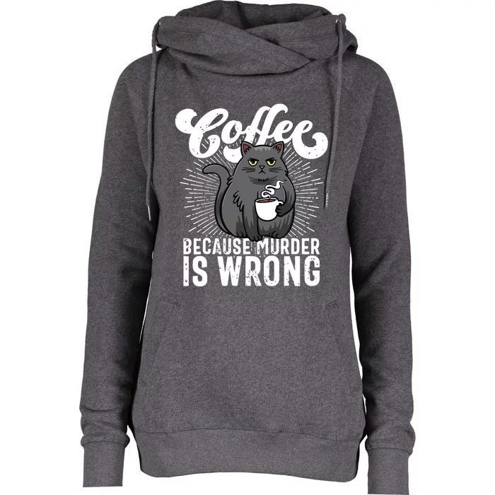 Funny Coffee Coffee Lover Cute Cat Womens Funnel Neck Pullover Hood