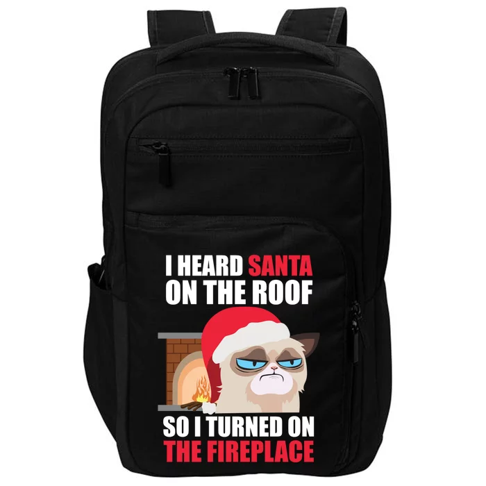 Funny Christmas Cat Hates Santa Grumpy Annoyed Cats Cool Gift Impact Tech Backpack