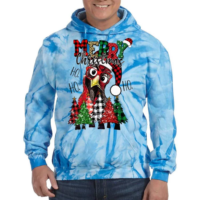 Festive Christmas Chicken Farm Holiday Decoration Tie Dye Hoodie