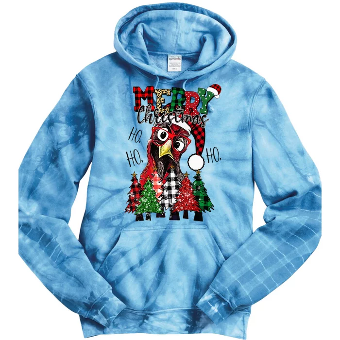 Festive Christmas Chicken Farm Holiday Decoration Tie Dye Hoodie