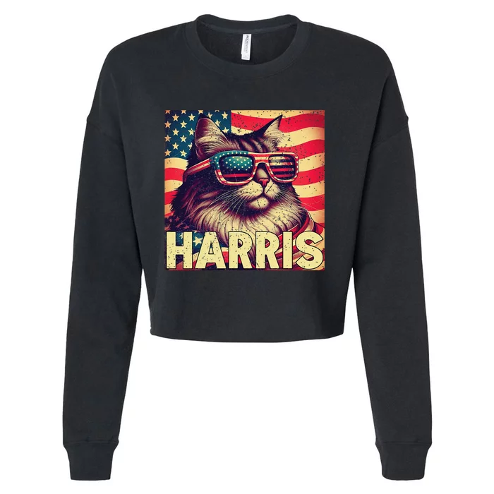 Funny Childless Cat Daddies For Harris 2024 Cropped Pullover Crew