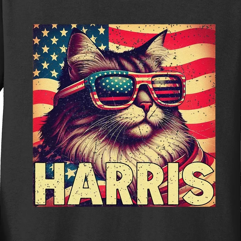 Funny Childless Cat Daddies For Harris 2024 Kids Long Sleeve Shirt