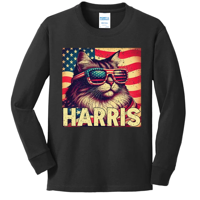 Funny Childless Cat Daddies For Harris 2024 Kids Long Sleeve Shirt