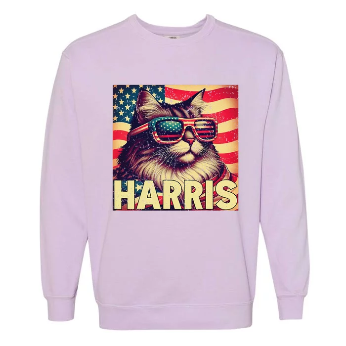 Funny Childless Cat Daddies For Harris 2024 Garment-Dyed Sweatshirt