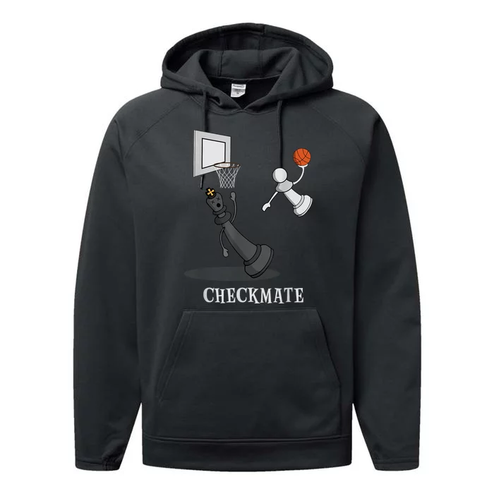 Funny Checkmate Chess Basketball Game Board King Pawn Piece Performance Fleece Hoodie