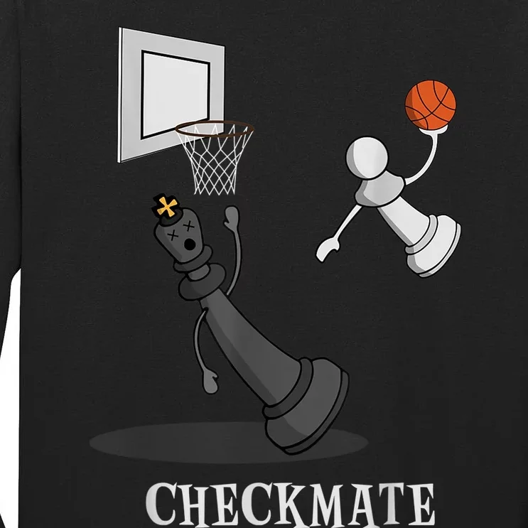 Funny Checkmate Chess Basketball Game Board King Pawn Piece Tall Long Sleeve T-Shirt