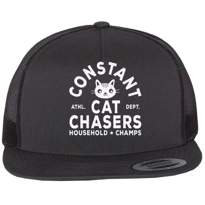 Funny Constant Cat Chasers Household Champs Retro Cats Lover Flat Bill Trucker Hat