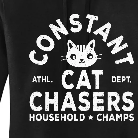 Funny Constant Cat Chasers Household Champs Retro Cats Lover Women's Pullover Hoodie