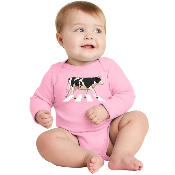 Funny Crosswalk Cows Farming Farm Cow Baby Long Sleeve Bodysuit