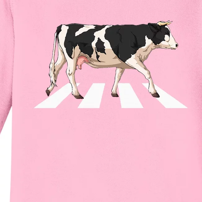 Funny Crosswalk Cows Farming Farm Cow Baby Long Sleeve Bodysuit