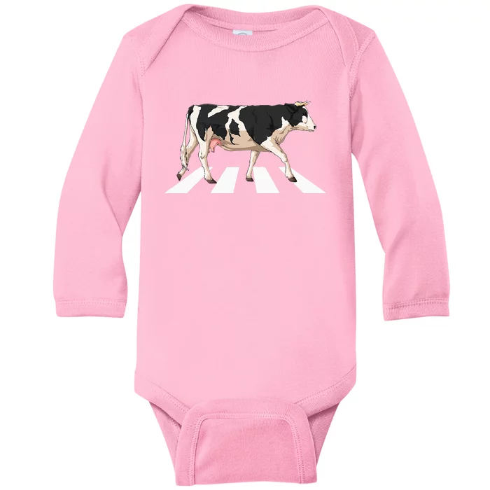 Funny Crosswalk Cows Farming Farm Cow Baby Long Sleeve Bodysuit