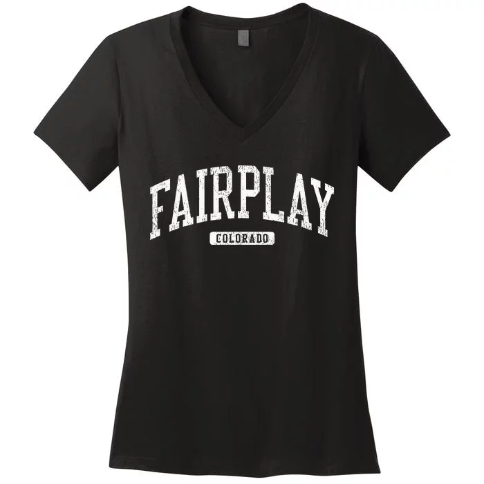 Fairplay Colorado Co Js03 College University Style Women's V-Neck T-Shirt