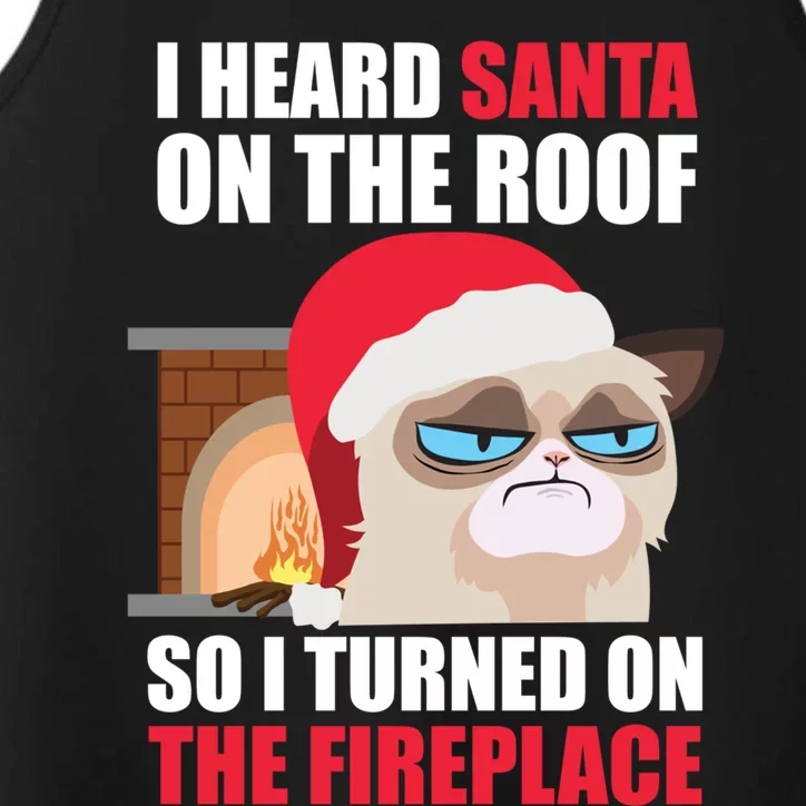 Funny Christmas Cat Hates Santa Grumpy Annoyed Cats Cute Gift Performance Tank