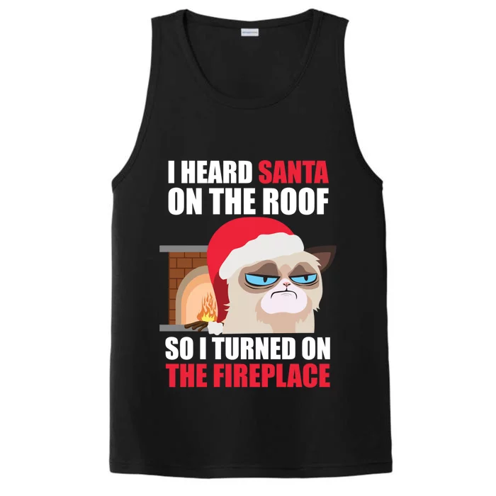 Funny Christmas Cat Hates Santa Grumpy Annoyed Cats Cute Gift Performance Tank