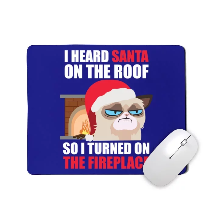 Funny Christmas Cat Hates Santa Grumpy Annoyed Cats Cute Gift Mousepad