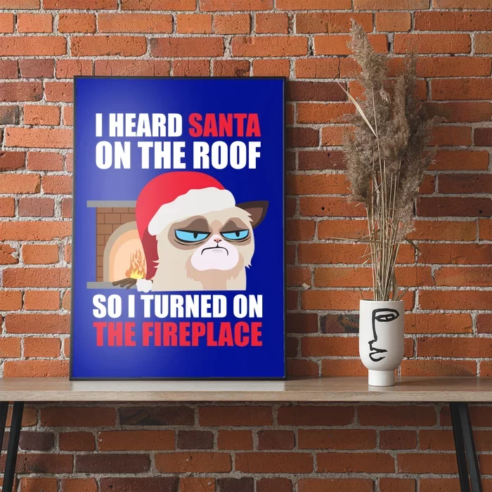 Funny Christmas Cat Hates Santa Grumpy Annoyed Cats Cute Gift Poster