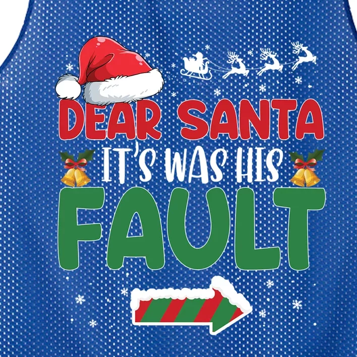 Funny Christmas Couples Gift Dear Santa It Was His Fault Gift Mesh Reversible Basketball Jersey Tank