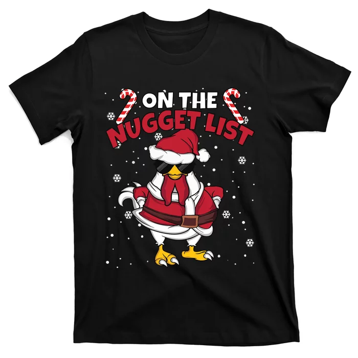 Funny Christmas Chicken Farmer On The Nugget List Women T-Shirt