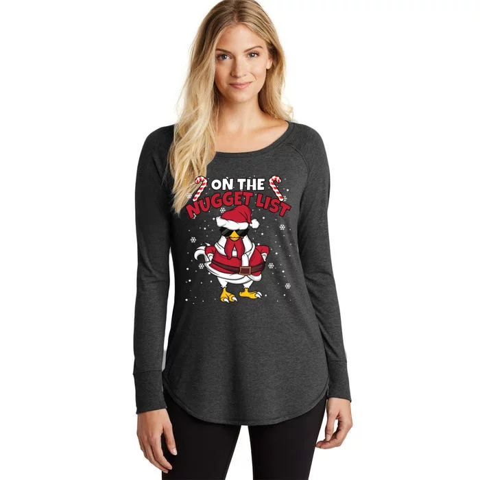 Funny Christmas Chicken Farmer On The Nugget List Women Women's Perfect Tri Tunic Long Sleeve Shirt