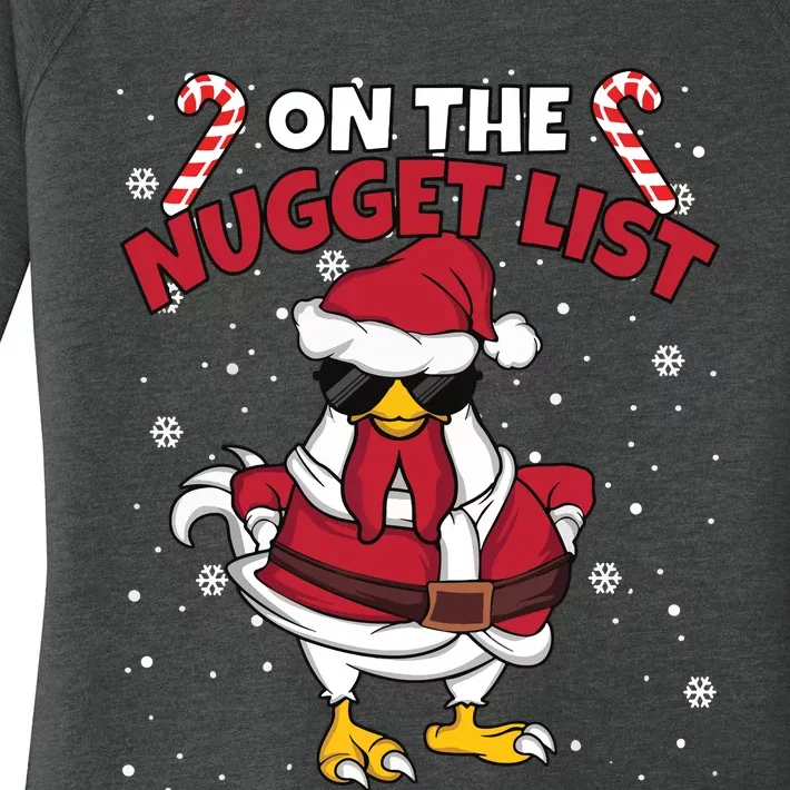 Funny Christmas Chicken Farmer On The Nugget List Women Women's Perfect Tri Tunic Long Sleeve Shirt