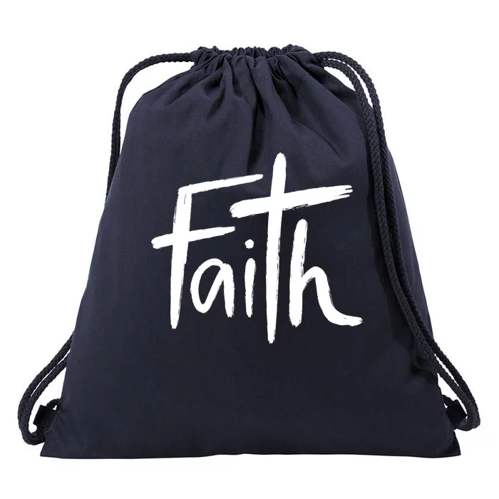 Faith Cross Christianity Drawstring Bag