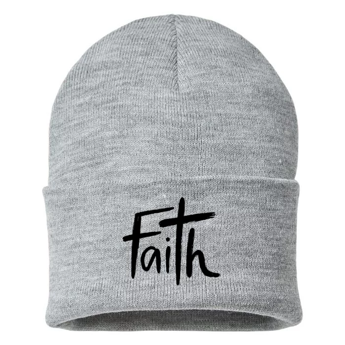 Faith Cross Christianity Sustainable Knit Beanie