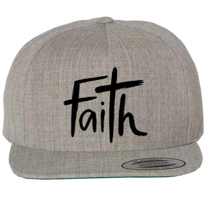 Faith Cross Christianity Wool Snapback Cap