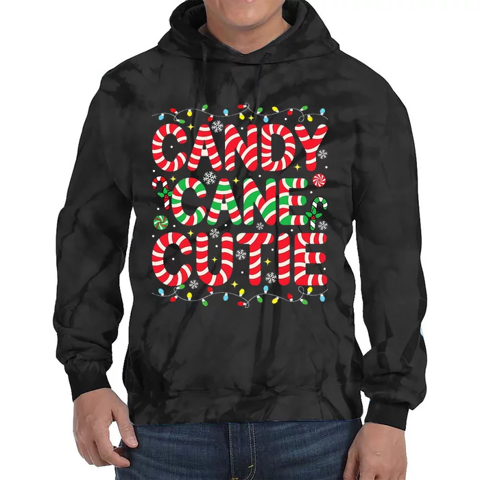 Funny Christmas Candy Cane Lover Crew Xmas Candy Cane Cutie Tie Dye Hoodie