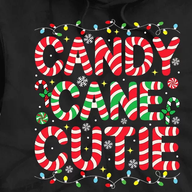 Funny Christmas Candy Cane Lover Crew Xmas Candy Cane Cutie Tie Dye Hoodie