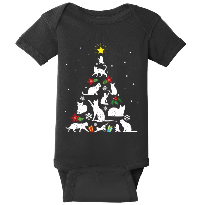 Funny Cat Christmas Tree Baby Bodysuit