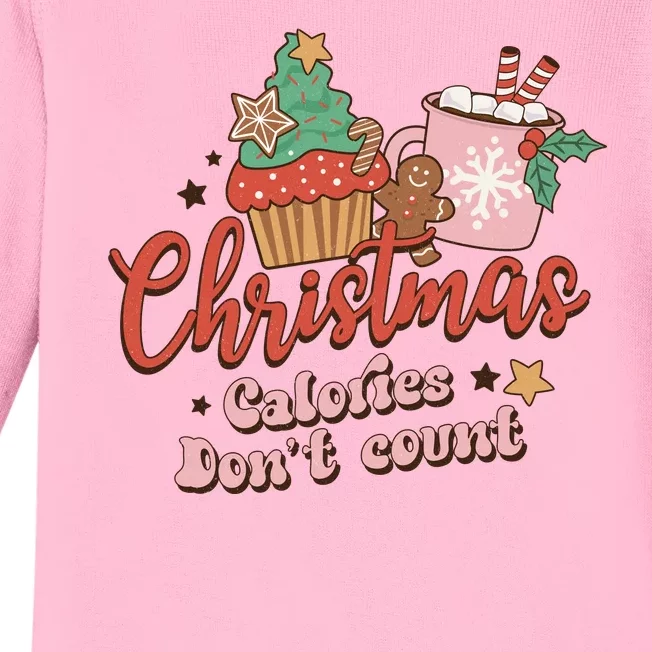 Funny Christmas Calories Don't Count Cookies Milk Xmas Tree Christmas Vibes Baby Long Sleeve Bodysuit