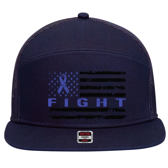 Fight Colon Cancer Awareness T 7 Panel Mesh Trucker Snapback Hat