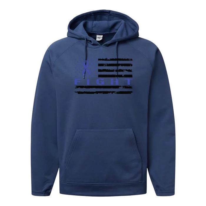 Fight Colon Cancer Awareness T Performance Fleece Hoodie