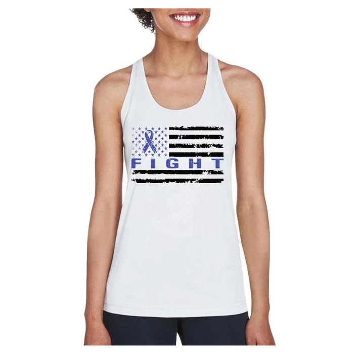 Fight Colon Cancer Awareness T Women's Racerback Tank