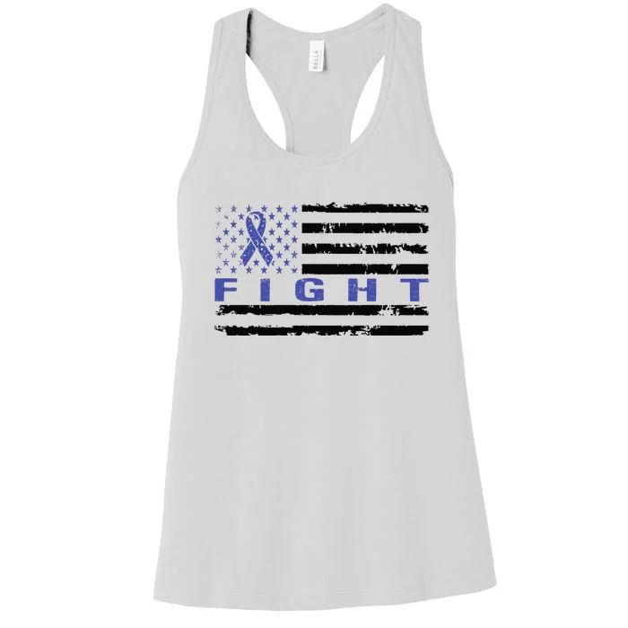 Fight Colon Cancer Awareness T Women's Racerback Tank