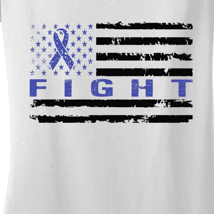 Fight Colon Cancer Awareness T Women's V-Neck T-Shirt