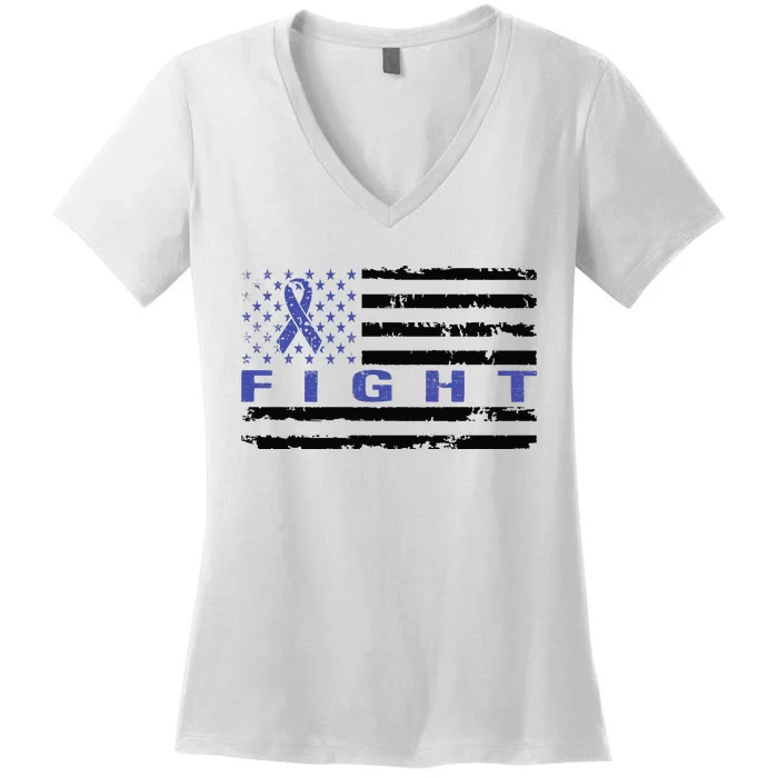 Fight Colon Cancer Awareness T Women's V-Neck T-Shirt