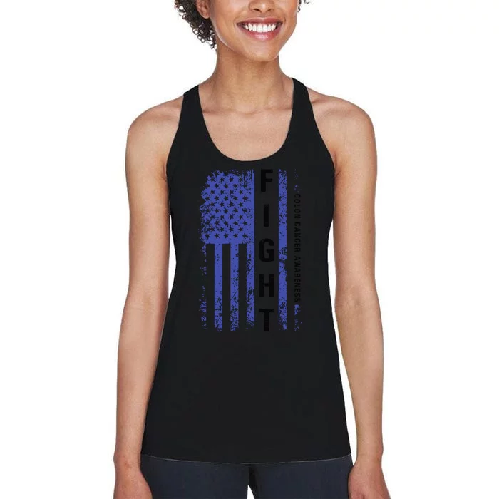 Fight Colon Cancer Awareness T Women's Racerback Tank