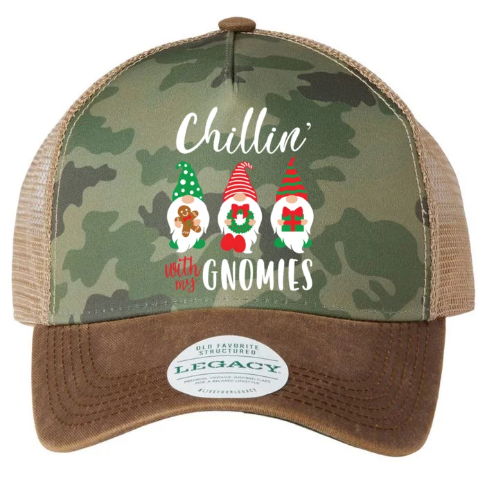 Funny Christmas Chillin With My Gnomies Cute Gnomes Friends Gift Legacy Tie Dye Trucker Hat