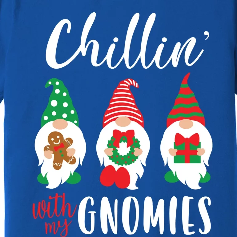 Funny Christmas Chillin With My Gnomies Cute Gnomes Friends Gift Premium T-Shirt