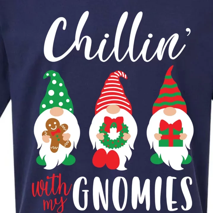 Funny Christmas Chillin With My Gnomies Cute Gnomes Friends Gift Sueded Cloud Jersey T-Shirt