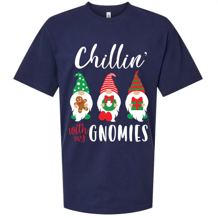 Funny Christmas Chillin With My Gnomies Cute Gnomes Friends Gift Sueded Cloud Jersey T-Shirt