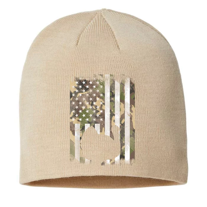 Funny Cute Camo US America Flag Turkey Day Hunting Thanksgiving 8 1/2in Sustainable Knit Beanie