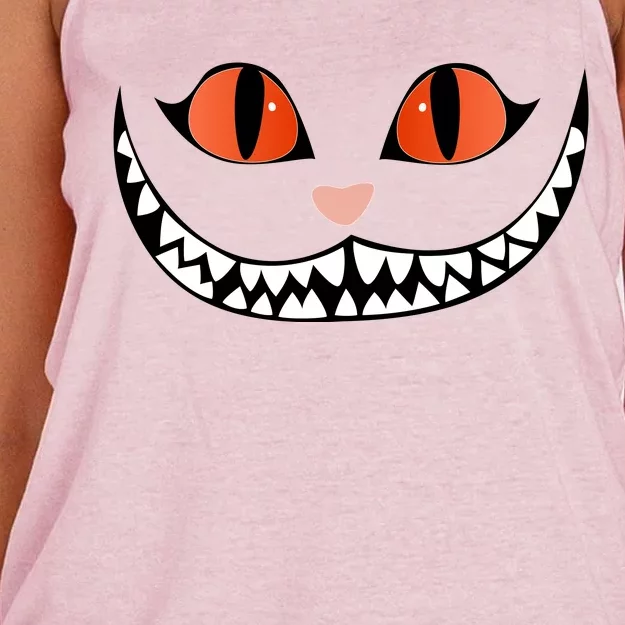 Fall Cheshire Cat Grinning Smile Wonderland Floating Women's Knotted Racerback Tank