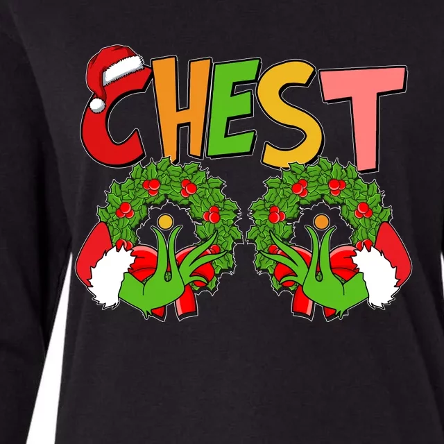 Funny Christmas Chest Matching Couple Womens Cotton Relaxed Long Sleeve T-Shirt